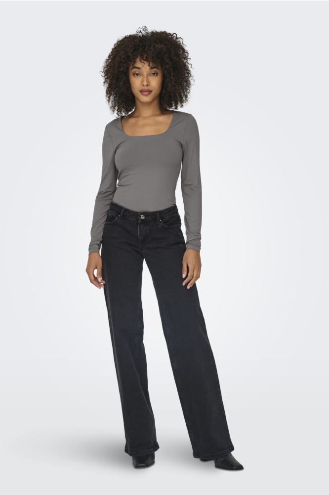 ONLEA L/S DEEP NECK TOP JRS NOOS 15302647 Thunderstorm
